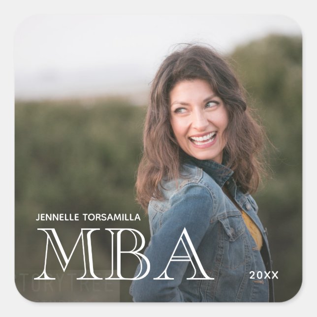 Photo MBA Degree Graduation Square Sticker (Front)
