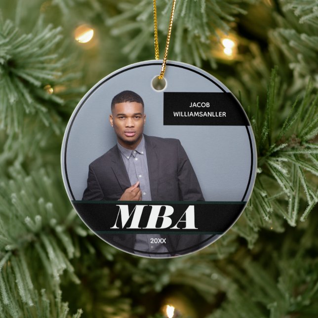 Photo MBA Degree Name Black Graduation Ceramic Tree Decoration (Tree)