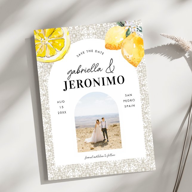 Photo Mediterranean Italian Tile & Lemon Wedding Save The Date (Creator Uploaded)
