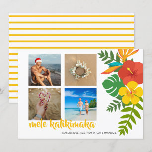 Photo Mele Kalikimaka Flower Personalised Holiday Card