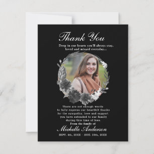 Photo Memorial Black and White Thank You Card