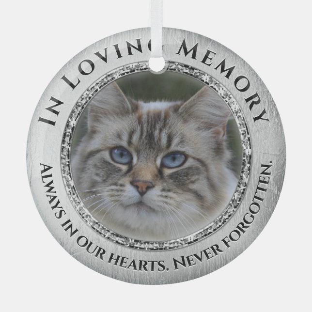 Photo Memorial Cat / Pet Glass Tree Decoration (Front)