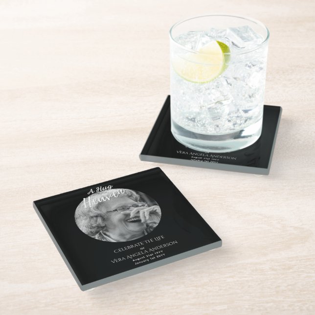 Photo Memorial Celebration of Life Funeral Gifts Glass Coaster (Angled)