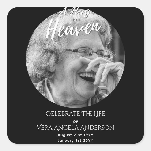 Photo Memorial Celebration of Life Funeral Gifts Square Sticker (Front)