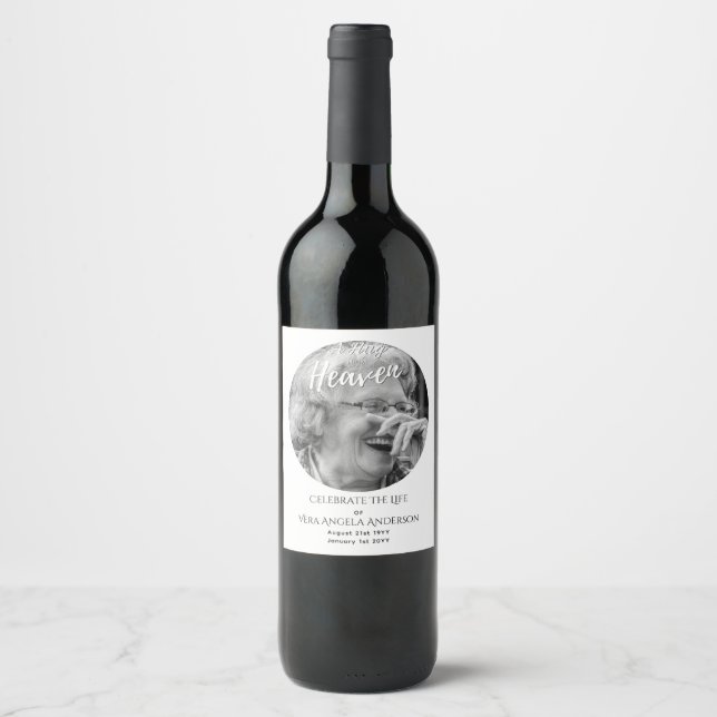 Photo Memorial Celebration of Life Funeral Gifts Wine Label (Front)