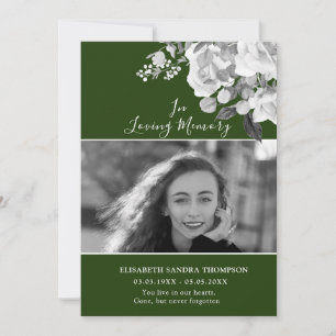 Photo Memorial Floral Green Roses Poem Card