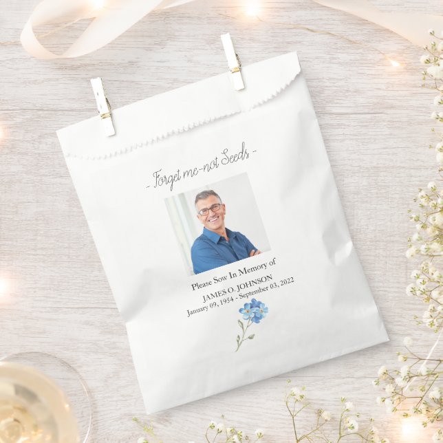 Photo Memorial Forget me not Seed Funeral Favour Bags (Clipped)