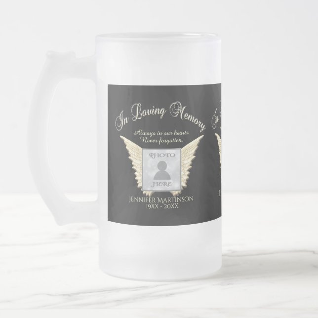 Photo Memorial Frosted Glass Beer Mug (Left)