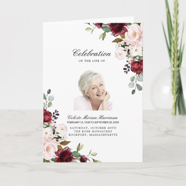 Photo Memorial Funeral Celebration of Life Program Programme (Front)