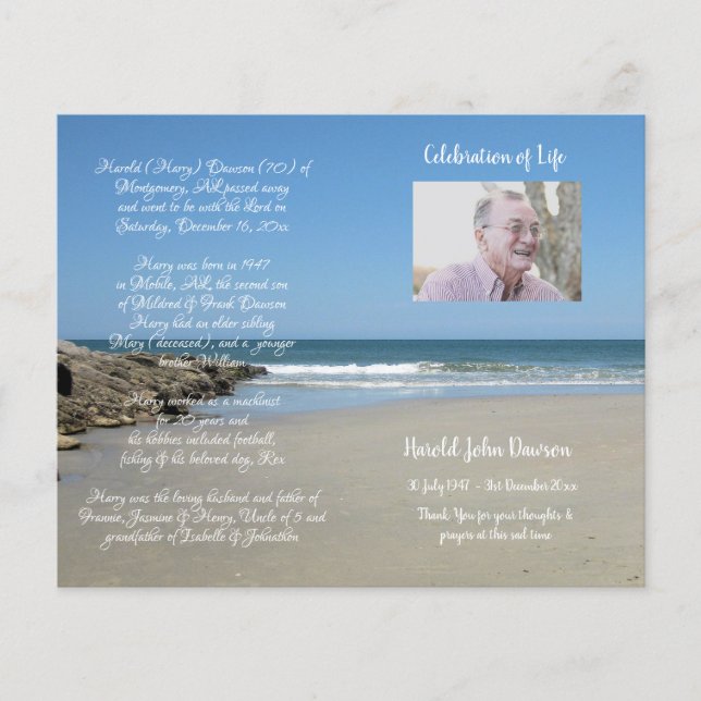 Photo Memorial Funeral Order of Service Program (Front)