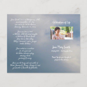 Photo Memorial Funeral Order of Service Program