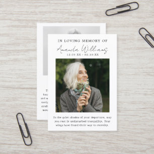 Photo Memorial Funeral - Thank You Card