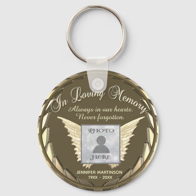 Photo Memorial Gold Loving Memory Keychain (Front)