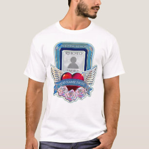 Photo Memorial Heart, Angel Wings, Roses T-Shirt