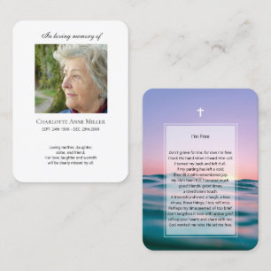 Photo memorial I'm Free prayer card