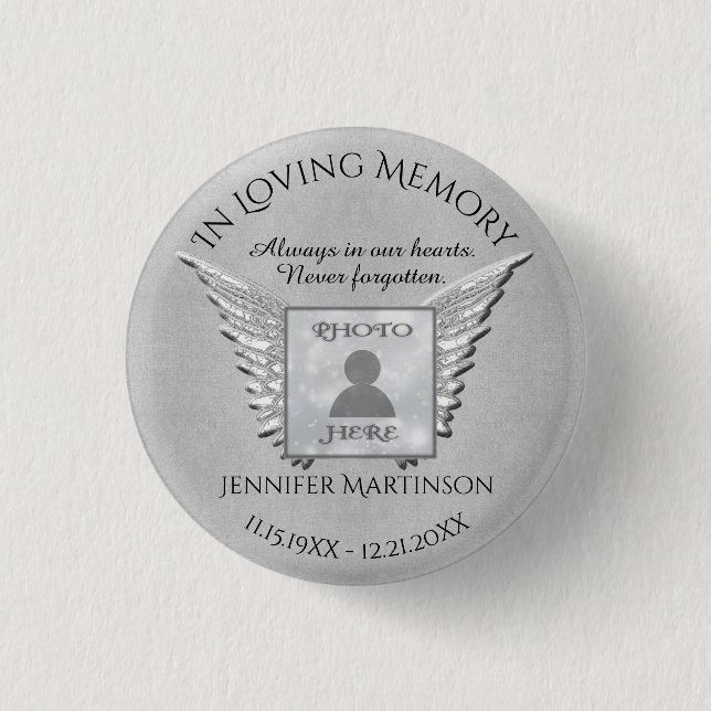 Photo Memorial in Loving Memory  3 Cm Round Badge (Front)