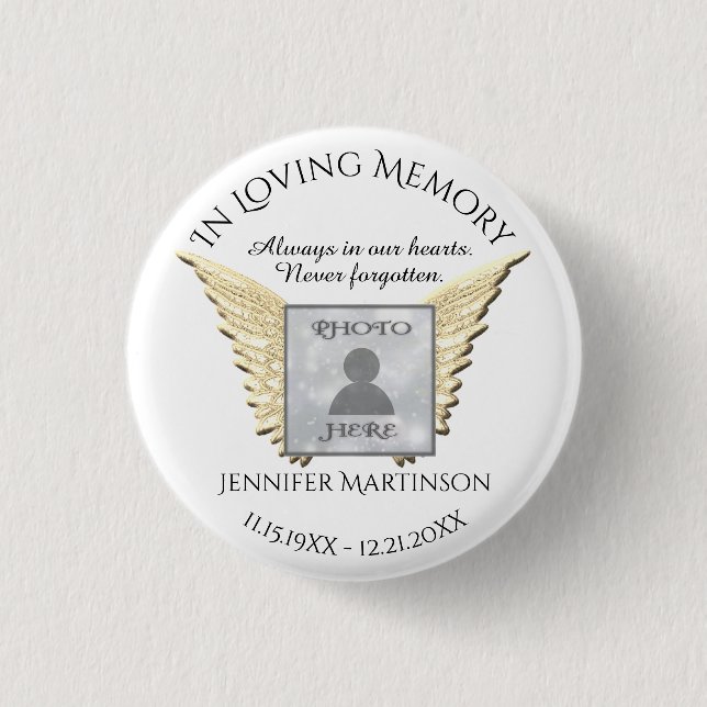 Photo Memorial in Loving Memory  3 Cm Round Badge (Front)