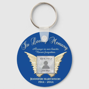 Photo Memorial in Loving Memory Blue Key Ring