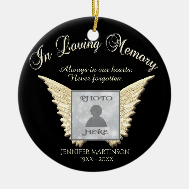 Photo Memorial in Loving Memory Ceramic Tree Decoration (Front)