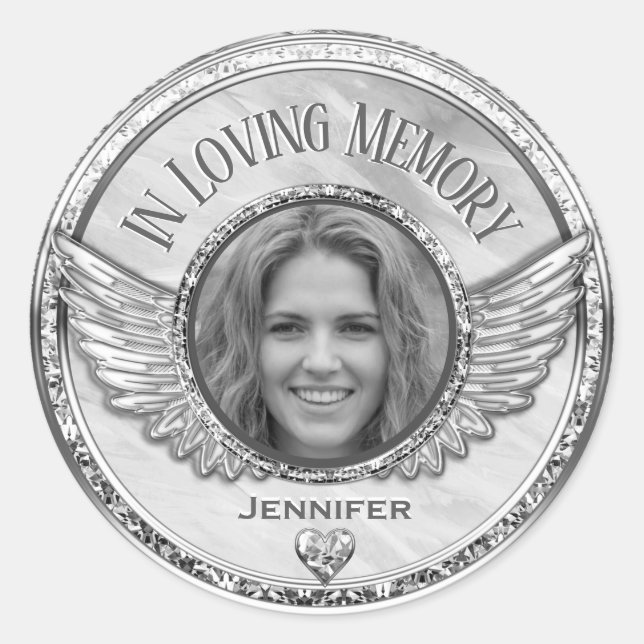 Photo Memorial in Loving Memory Classic Round Stic Classic Round Sticker (Front)