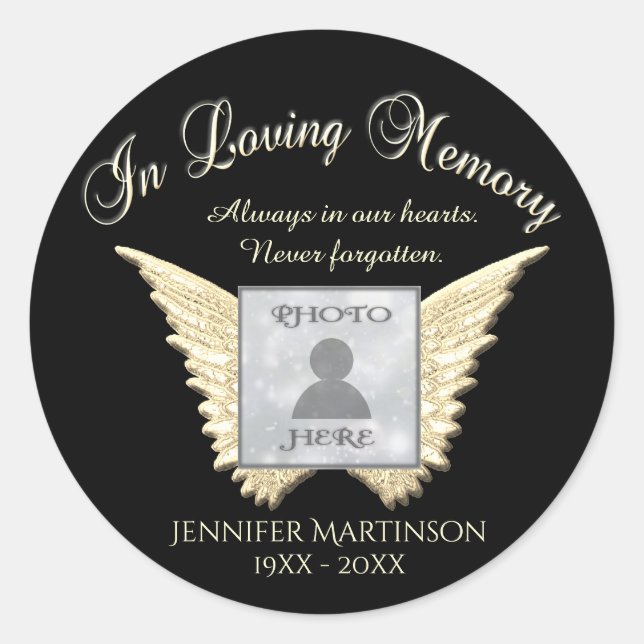 Photo Memorial in Loving Memory  Classic Round Sticker (Front)