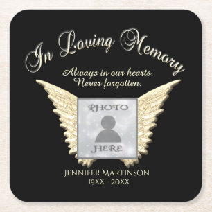Photo Memorial in Loving Memory Square Paper Coaster