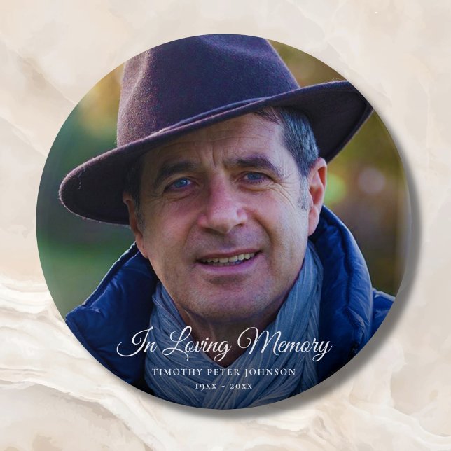 Photo Memorial or Funeral Tribute Keepsake 7.5 Cm Round Badge (Photo Memorial Button)