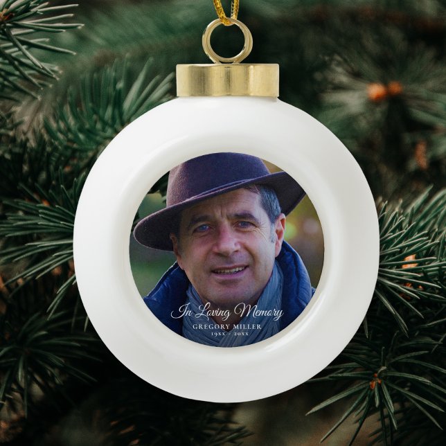 Photo Memorial or Funeral Tribute Keepsake Ceramic Ball Christmas Ornament (Creator Uploaded)