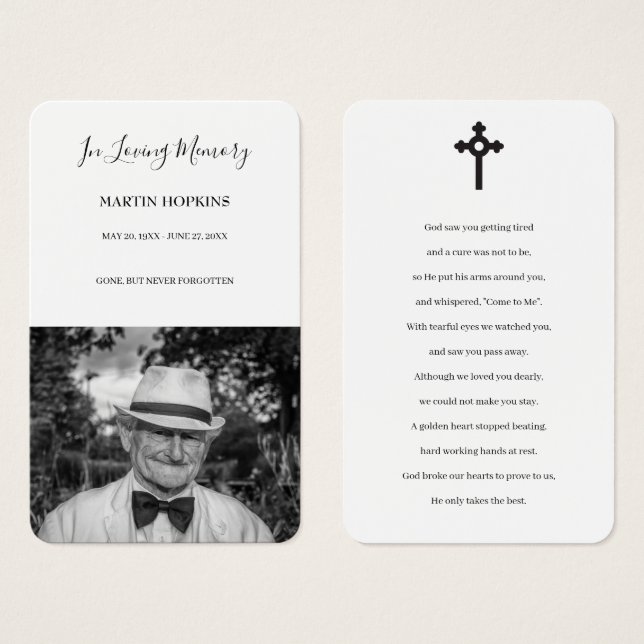 Photo Memorial Prayer Cards (Front & Back)