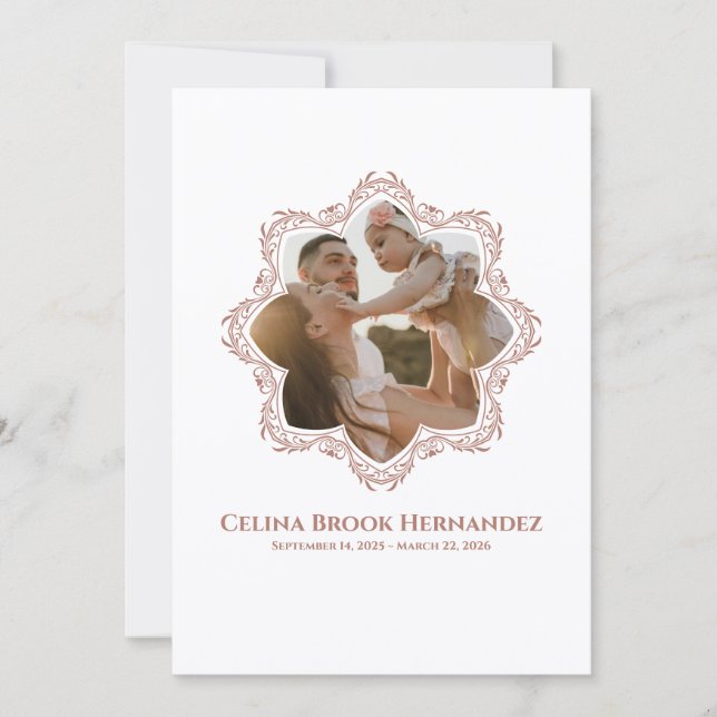 Photo Memorial Program — Rose Brown Frame Invitation (Front)
