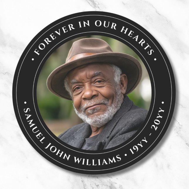 Photo Memorial Remembrance Classic Round Sticker (Photo Memorial Sticker)