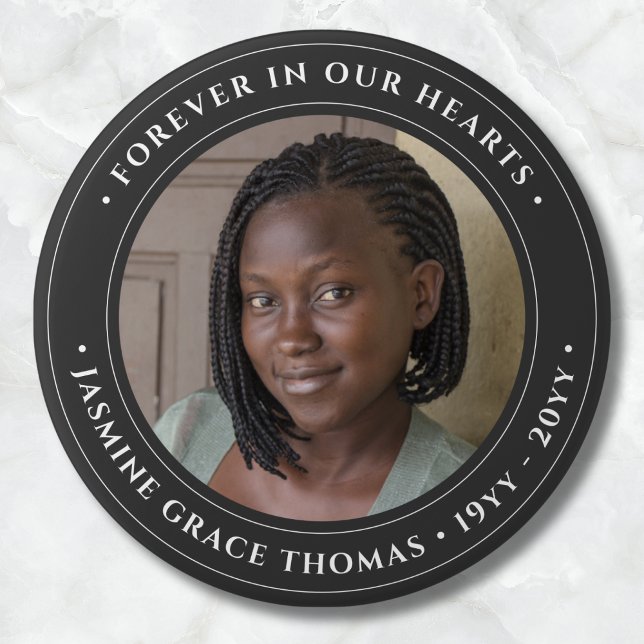 Photo Memorial Remembrance Tribute 7.5 Cm Round Badge (Gray Photo Memorial Button)