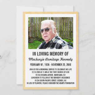 Photo Memorial Service or Funeral Invitations