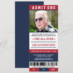 Photo Memorial Service Ticket Invitations