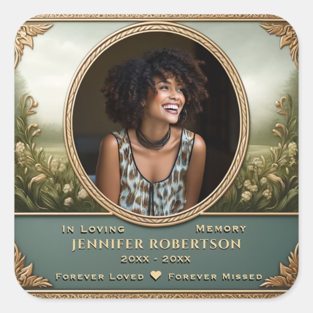 Photo Memorial Square Sticker (Front)