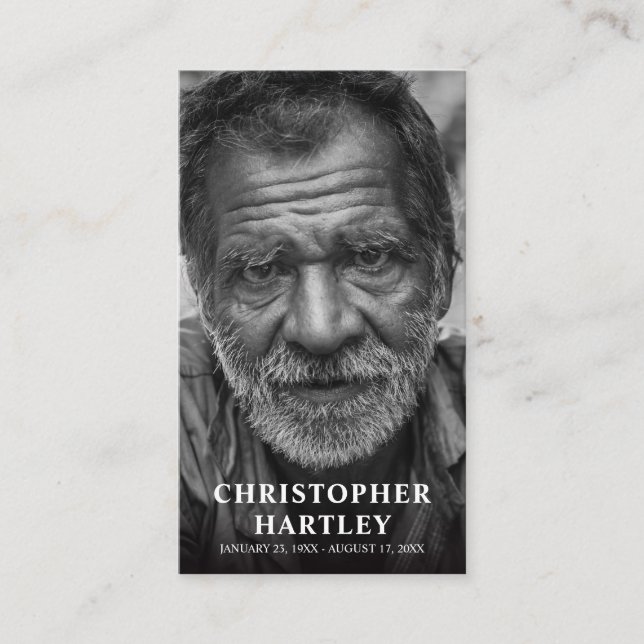 Photo Memorial Sympathy Prayer Calling Card (Front)