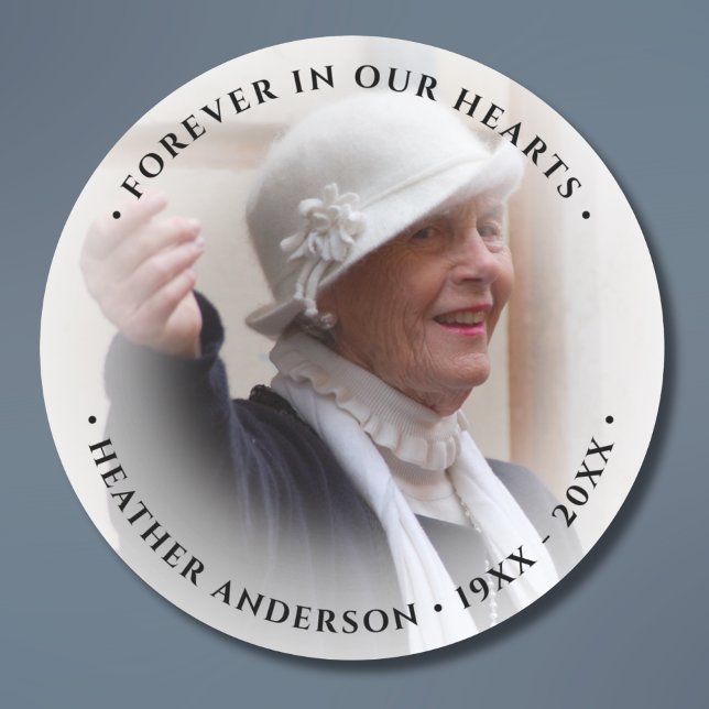 Photo Memorial Tribute Classic Round Sticker (Photo Memorial Sticker)