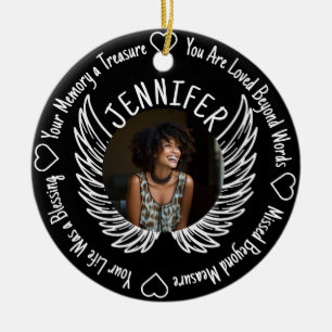 Photo Memorial with Name and Poem Ceramic Tree Decoration