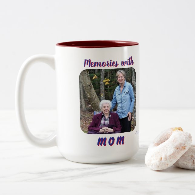 Photo  Memories  Mum Blue/Red Presonlize Two-Tone Coffee Mug (With Donut)