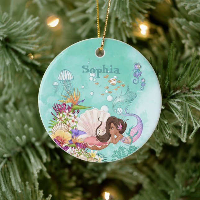 Photo Mermaid  Ceramic Tree Decoration (Tree)