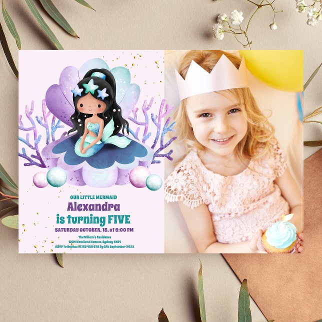 Photo Mermaid Magical Birthday Party Invitation (Creator Uploaded)