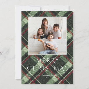 Photo Merry Burgundy Pine Green Holiday Card