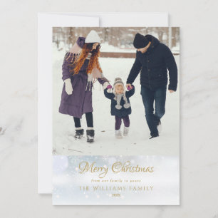 Photo Merry Christmas Elegant Winter Frost Holiday Card