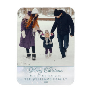 Photo Merry Christmas Elegant Winter Frost Magnet