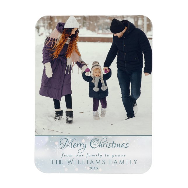 Photo Merry Christmas Elegant Winter Frost Magnet (Vertical)