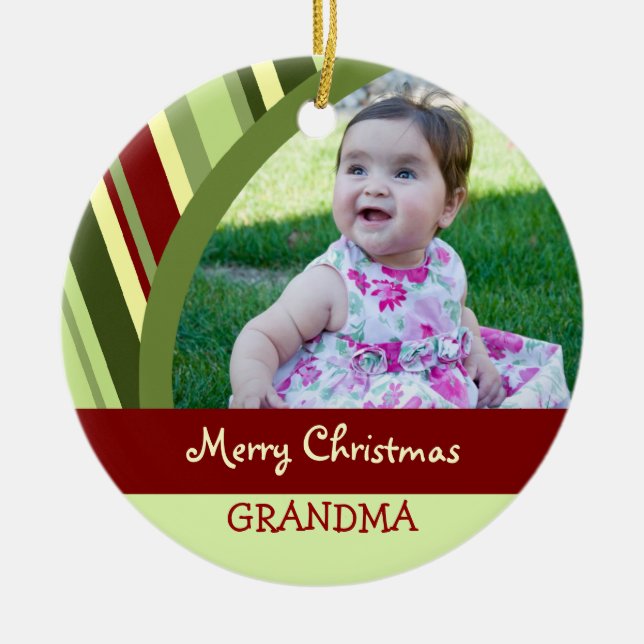 Photo Merry Christmas Grandma Ornament (Front)