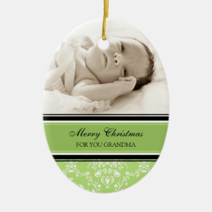 Photo Merry Christmas Grandma Ornament Green