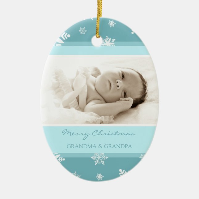 Photo Merry Christmas Grandparents Ornament (Front)