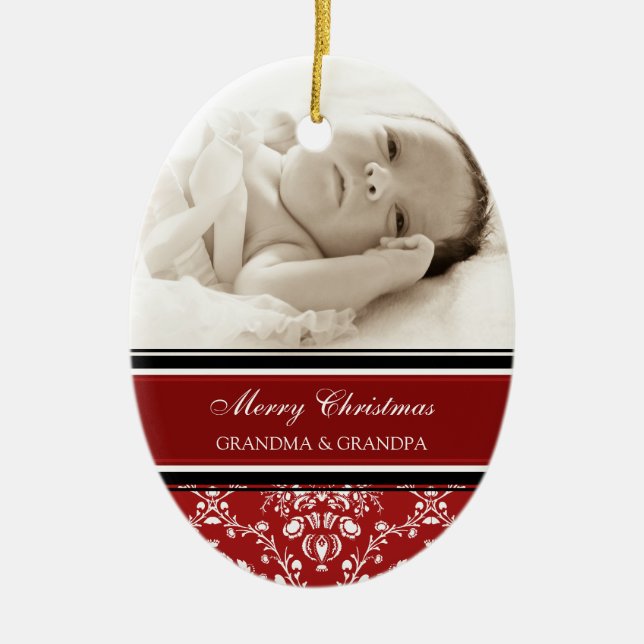 Photo Merry Christmas Grandparents Ornament Red (Front)