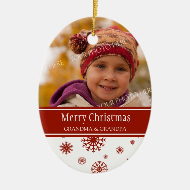 Photo Merry Christmas Grandparents Ornament Red (Front)
